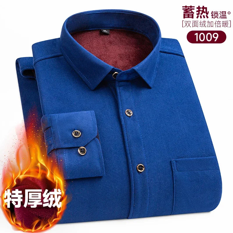 Plaid Shirts For Men Cotton Flannel Warm Winter Long Sleeve Button Plus Size Business Dress Smart Shirt Casual Easy Care Clothes