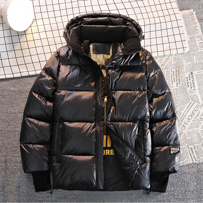 Winter Casual Down Warm Cotton Jacket Men Comfortable Fashionable Outdoor Warm Cotton Jacket Fashion Men  Hooded Cotton Jacket