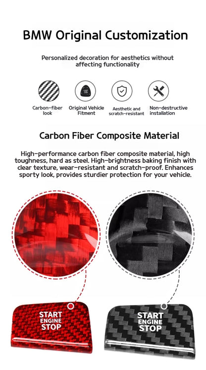 For BMW 5 7 X3 series i5i7 G45 G60 G70 2023-2026 Real carbon fiber one-key start button decorative stickers interior accessories