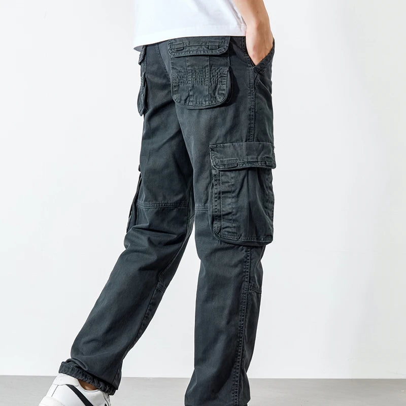 Mens Casual Pants Cotton Cargo Pants Sports Wear Khaki Black Classic Outdoor Trousers Regular Fit Y2K Clothings Male Sweatpants