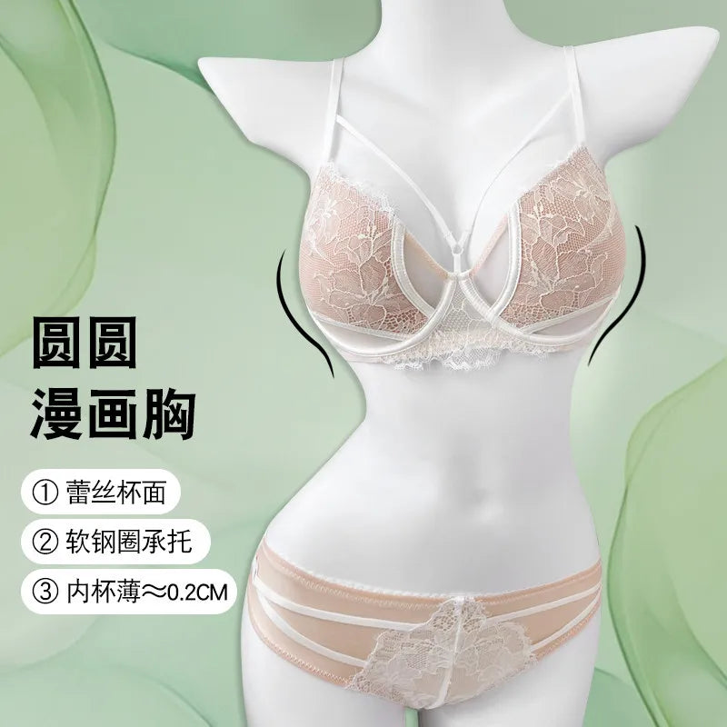 Hot Sale French Lace Bra Soft Underwire High Support Push Up Anti Sagging Sexy Nude Back Stylish Bra Size S-XL 32-38 Hot Search