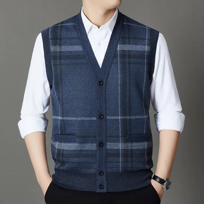 Winter 2025 with Fleece Warm Vest Vest, Vest Sweater, Men's One-piece Fleece Inner Layer Bottom Sweater, Knitted Sweater Top