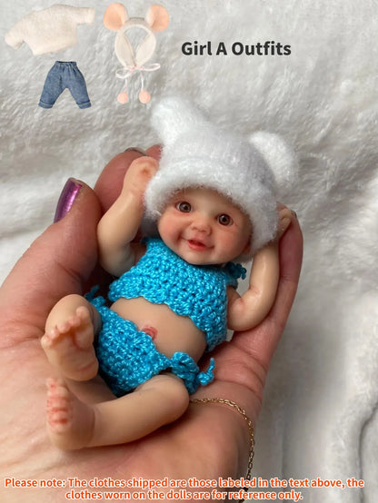 6 Inch Solid Silicone Reborn Doll Girl And Boy Lifelike Newborn Baby Cute Doll For Children Birthday Gifts