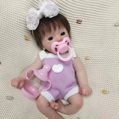 13 Inch/33cm Open Mouth & Rooted Hair Silicone Reborn Girl Doll Felicia Handmade Painted Skin Soft Touch bebe reborn de silicona
