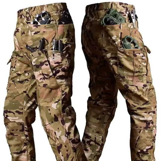Autumn and Winter Tactical Camouflage Pants Men's Shark Skin Soft Shell Work Pants Outdoor Multi Pocket Windproof Combat Pants