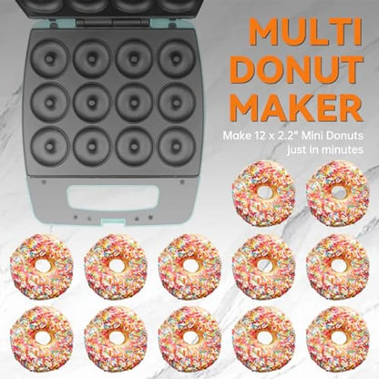 Mini Donut Maker Machine Bake 12 Mini Doughnuts Maquina Para Hacer Donas Perfect for Breakfast Snacks Desserts and More