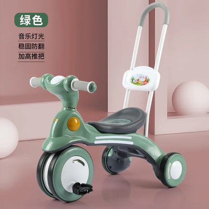Kiddie Car Anti-rollover Safe Silent Sliding Bike Outdoor Children Pedaling Bicycle with Lights Music Tricycles Toy Gift for Kid