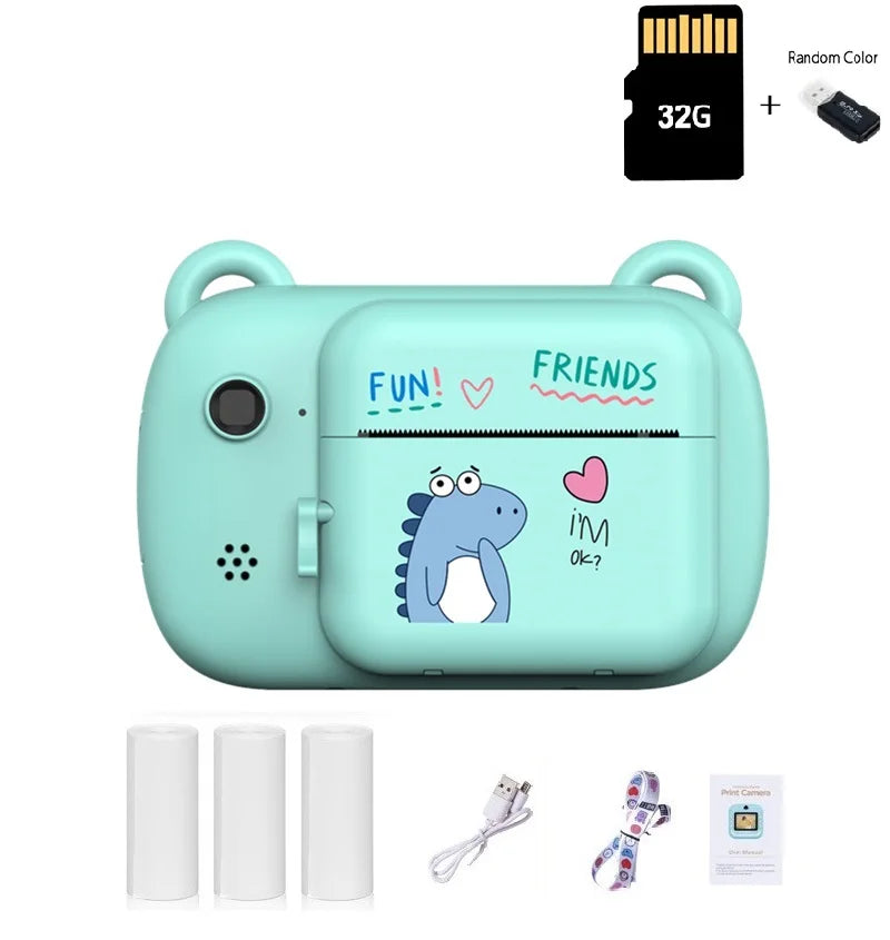 Kids Digital Camera Dual Instant Printing Wireless Inkless Photo Camera for Children