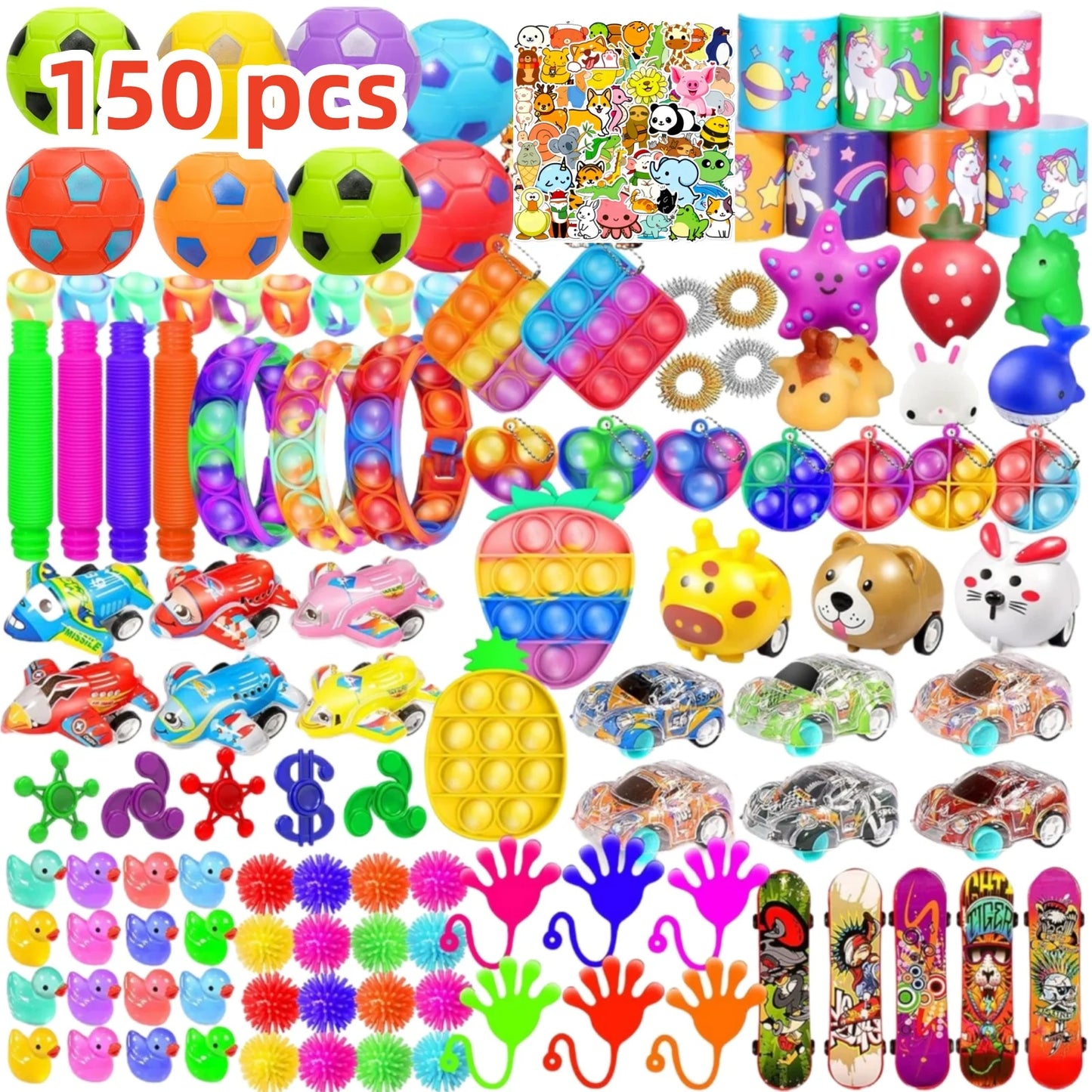 75/150Pack Fidget Toys Bulk, Party Favors for Kids, Treasure Box Toys for Classroom, Stocking Stuffers Goodie Bag for Boys Girls