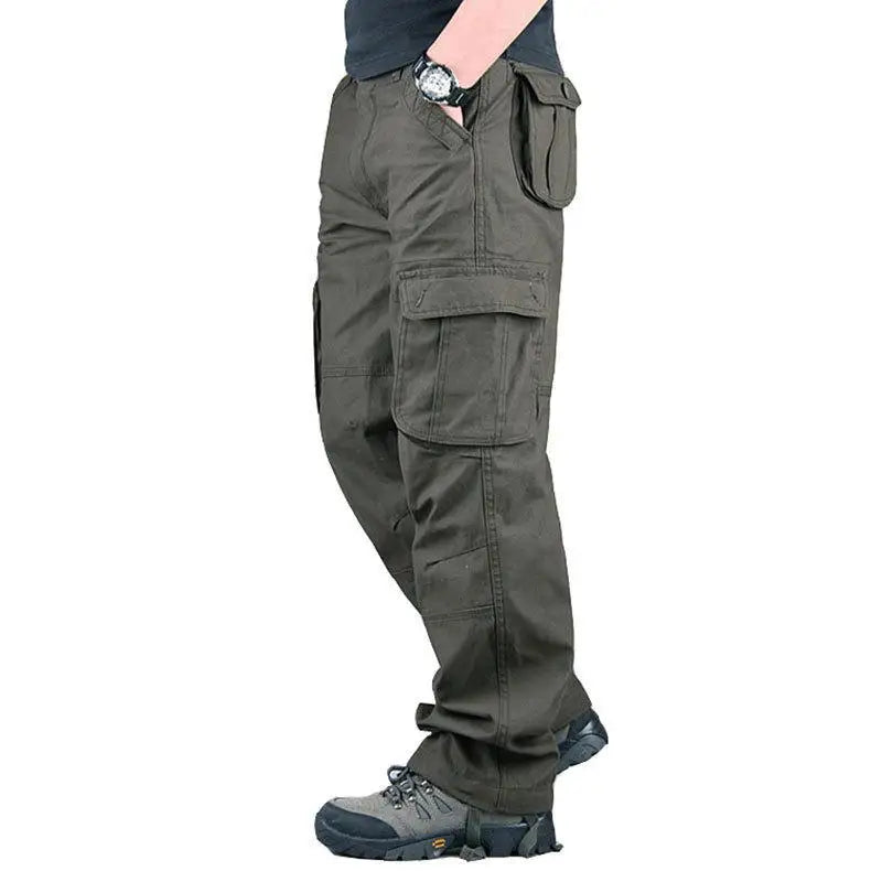Hot Style, Fashionable, Multi-pocket Men's Work Trousers, Loose Pants, Plus Size Labor Insurance Casual Straight Pants