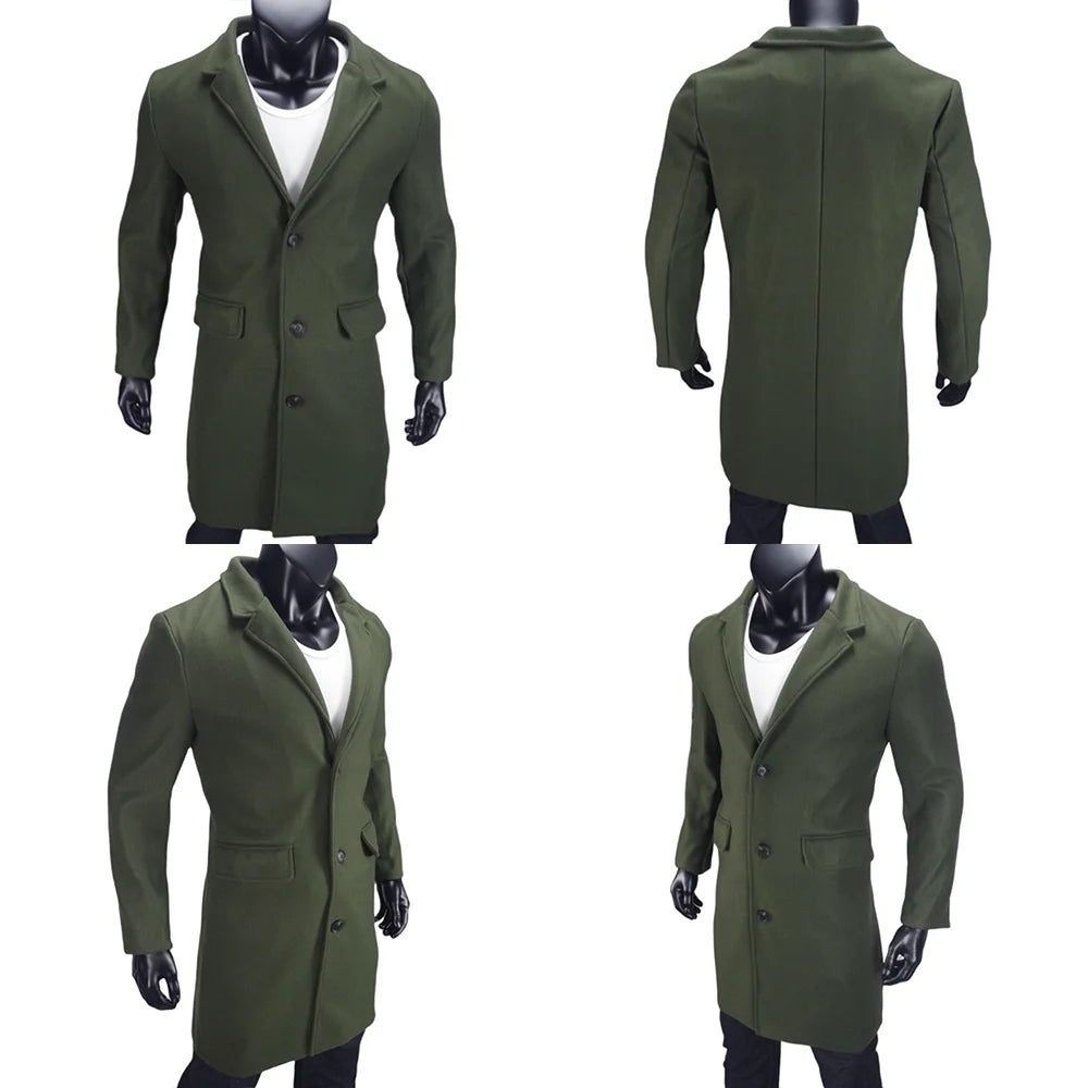 Eu Size Men's Coat plus Lining Jackets Winter Travel Gentleman Top Coat Warm Oversized Single-breasted Men's M-3XL