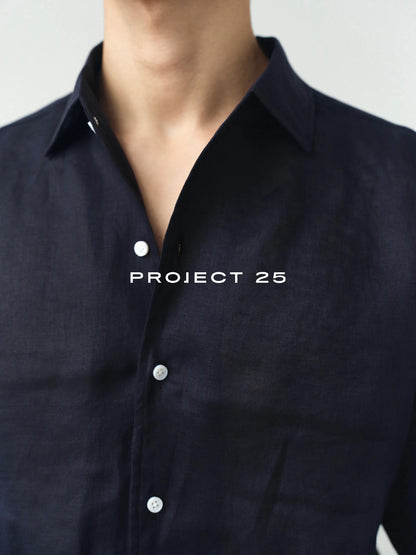 PROJECT 25 Men Normandy TEX-NORD Linen Shirt, Breathable Cooling Old Money Style Relaxed Long Sleeve Casual Luxury Daily Blouse