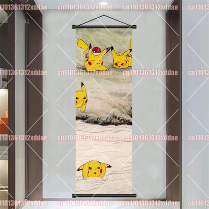 Pokémon Anime Poster Art Scroll Painting Rayquaza Pikachu Entei Squirtle Bulbasaur Gengar Snorlax Friends Children Holiday Gift
