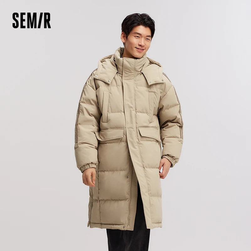 Semir Down Jacket Men Three-Resistant Mid-Length Outerwear 2024 New Contrasting Colors Sports Style Winter Outfit Thick Couple