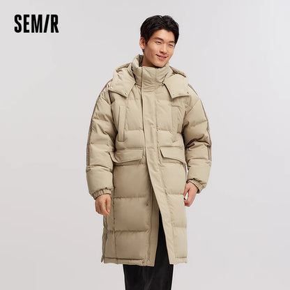 Semir Down Jacket Men Three-Resistant Mid-Length Outerwear 2024 New Contrasting Colors Sports Style Winter Outfit Thick Couple