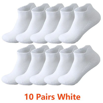 10/20 Pairs Ankle Socks Men Women Breathable Mesh Cotton Socks Running Sports Solid Color Boat Socks Couple Student Ear thletic