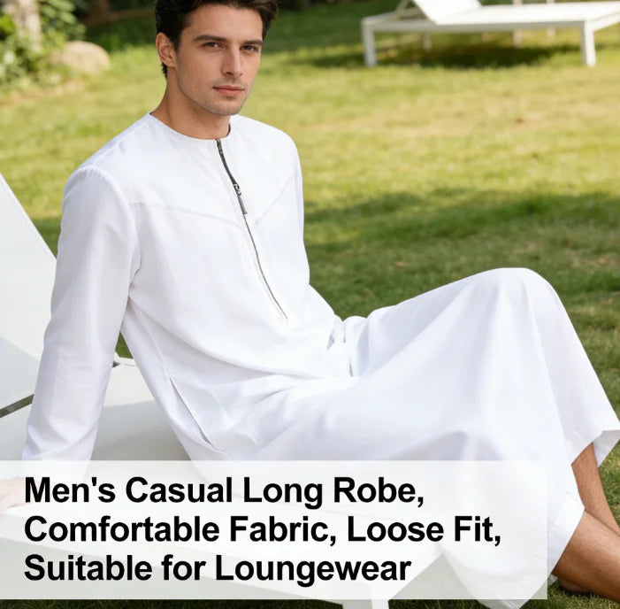 New Arabic Thobe for Men Dubai Fashion Oman Robe Polyester Saudi Middle East Mens Clothing