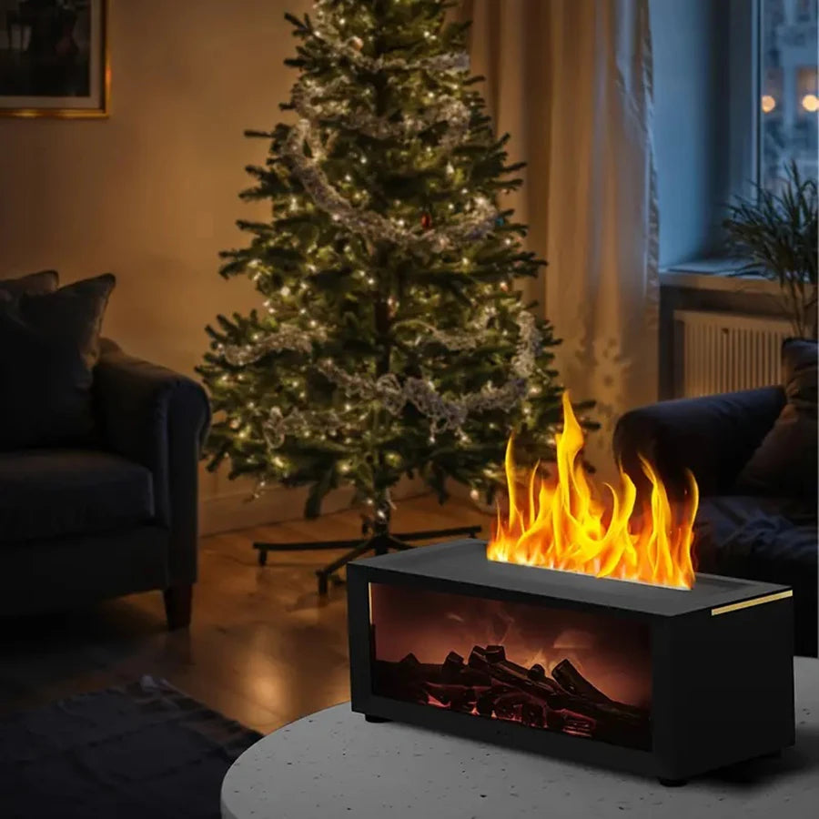 Fireplace humidifier aromatherapy diffuser, equipped with remote control color lights, automatically shuts off in case of water