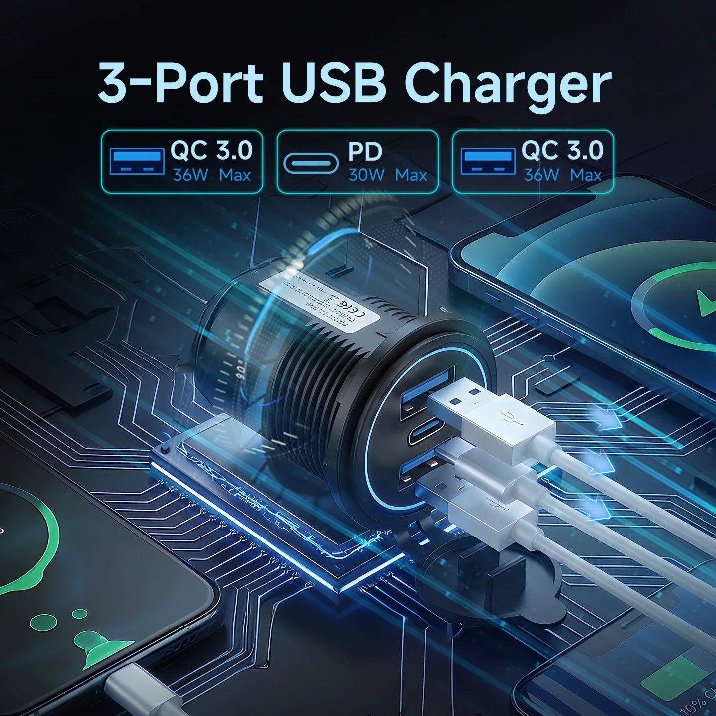 12v Usb Dual Car Cigarette Lighter Socket Charger Mobile Phone Power Waterproof Usb Port Adapter 5v Sockets Voltmeter Digital