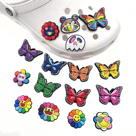 7-100pcs Colorful Butterflies Shoe Charms For Sandals,Shoe Decoration Accessories Shoe Pins Great Gift For Men Wom