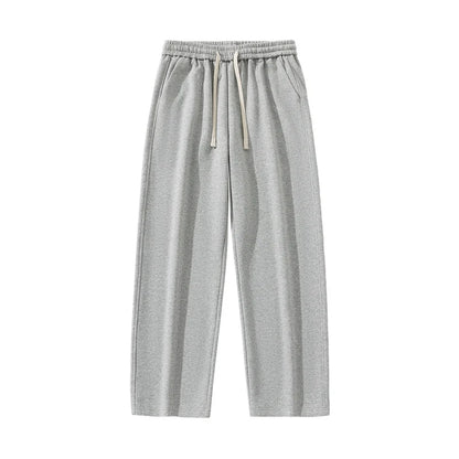 DUKEEN Heavyweight Fleece-Lined Straight Sweatpants for Men 2025 Basic Thick Warm Loose Fit Fall Winter Casual Long Pants