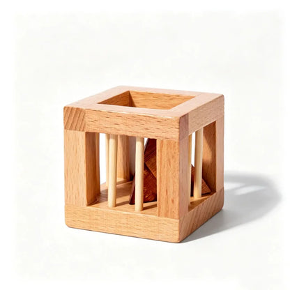 Cage Apart Triangle Wooden Brain Teaser Lock Puzzles IQ Logic Training Disentanglement Educational Toys For Kids & Adults