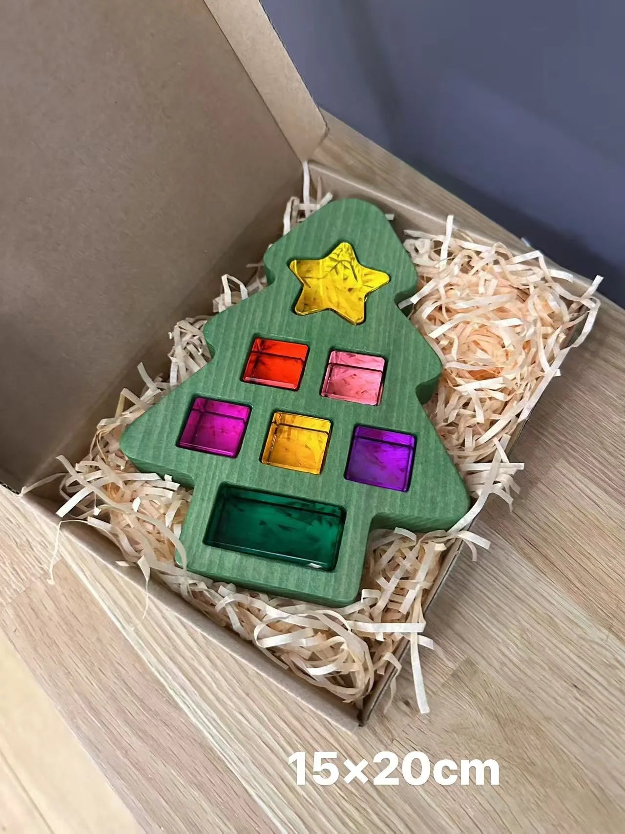 New Kids Acrylic Sparkling 6 sides 3D Gems Wooden Blocks Toy Rainbow Lucite Crystal Steps Building Play Birthday Gift