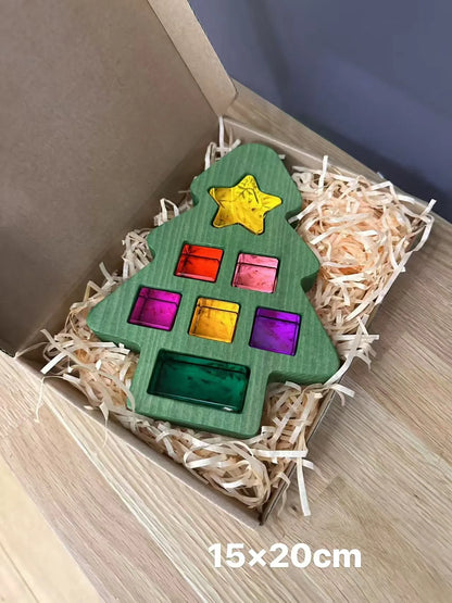 New Kids Acrylic Sparkling 6 sides 3D Gems Wooden Blocks Toy Rainbow Lucite Crystal Steps Building Play Birthday Gift
