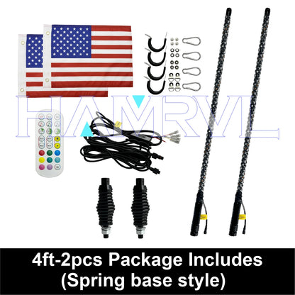 1/2 PCS 2/3/4FT LED Whip Lights RGB Waterproof Multi-Color Flagpole Lamp Bowlight for Offroad Sand Rails Buggies SxS ATV/UTV RZR