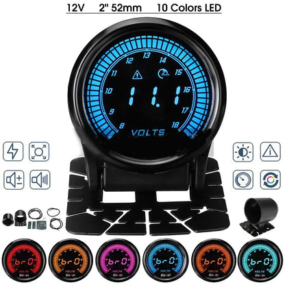 52mm Boost Water temp Oil temp Volt Vacuum Tachometer EGT Air fuel ratio Oil pressure Gauge 10 Color Car Meter