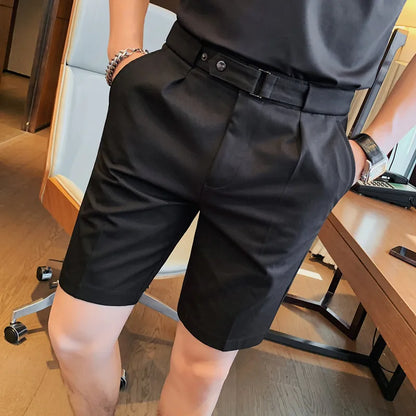 4 Color Summer British Style Suit Shorts 2023 Men Naples Business Casual Slim Fit Short Pant Fashion Slim Fit Solid Color Pants