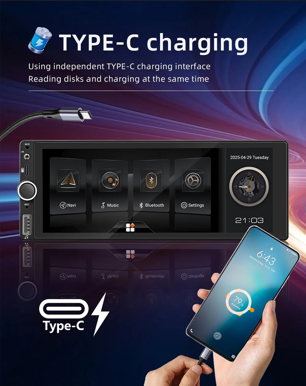 Car Intelligent Systems Android 13 1din Player Wireless Carplay Android Auto WIFI Internet GPS Navigation RDS BT Auto Stereo