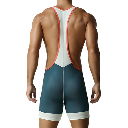Men's one-piece shapewear, one-piece vest, high elasticity, tight fitting sports and fitness one-piece swimsuit
