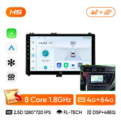 Ainavi Car Radio For Toyota Auris 2016 2017 2018 Corolla Altis Hybrid E170 E180 Carplay Android Auto Multimedia Player Stereo 4G