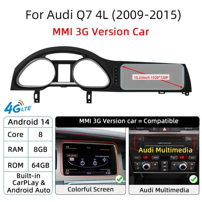 Android 14 Auto Radio CarPlay For Audi A6 C6 4f  For Audi Q7 4L 2005-2015 MMI 2G 3G GPS Car Multimedia Player Navi Stereo DSP