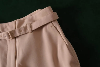 High Waist Belted Slim Fit Trousers Vintage Simple Sle Casual Pants for Women Spring Summer Autumn High Faion Goods