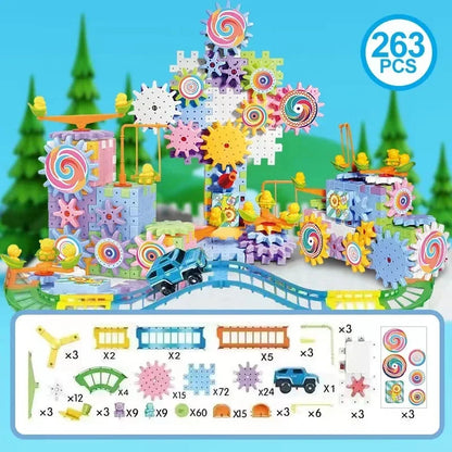 3D Puzzle Electric Gears Model Building Kits Plastic Brick Blocks Educational Toys for Kids Children Gear Blocks Building Toys