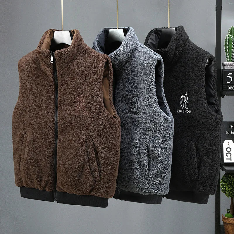 Winter New Large Size Double-sided Cotton Vest Men's Thermal Vest Imitation Granular Velvet Tide Brand Vest Tide