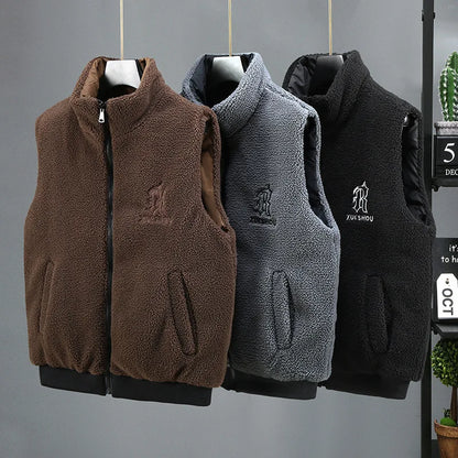 Winter New Large Size Double-sided Cotton Vest Men's Thermal Vest Imitation Granular Velvet Tide Brand Vest Tide