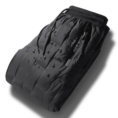 Winter New Fashionable Solid Color Waterproof Thickened Warm Down Pants for Men's Casual Loose Comfortable Sports Large Pants