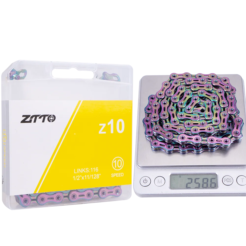 ZTTO MTB Road 10 Speed Bike Chain Silver Gold Rainbow SL SLR 10s Bicycle Power Lock High Quality 116 Links 10v Current
