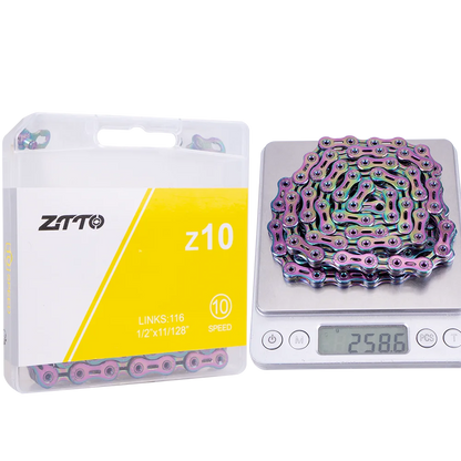 ZTTO MTB Road 10 Speed Bike Chain Silver Gold Rainbow SL SLR 10s Bicycle Power Lock High Quality 116 Links 10v Current