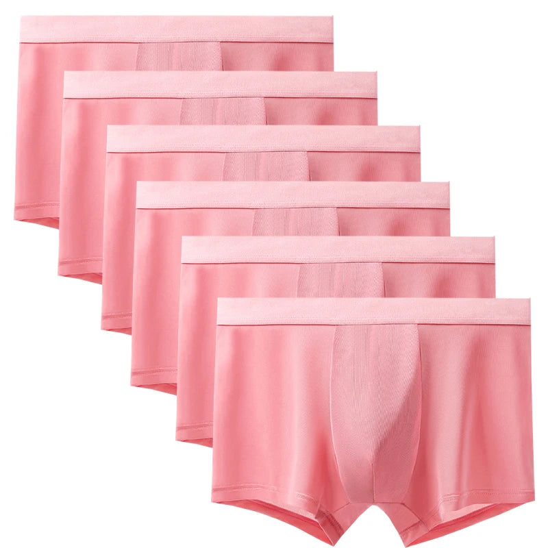 6pcs Men's Summer Ice Silk Boxers Briefs Males Underwears Boys Comfort Underpants Shorts Mans Ultra-thin Breathable Sexy Panties