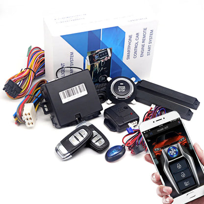 Car Alarm With Autostart Push One Button Auto Start Stop Keyless Entry System Smart Key Remote Start Kit Automotive Accessories