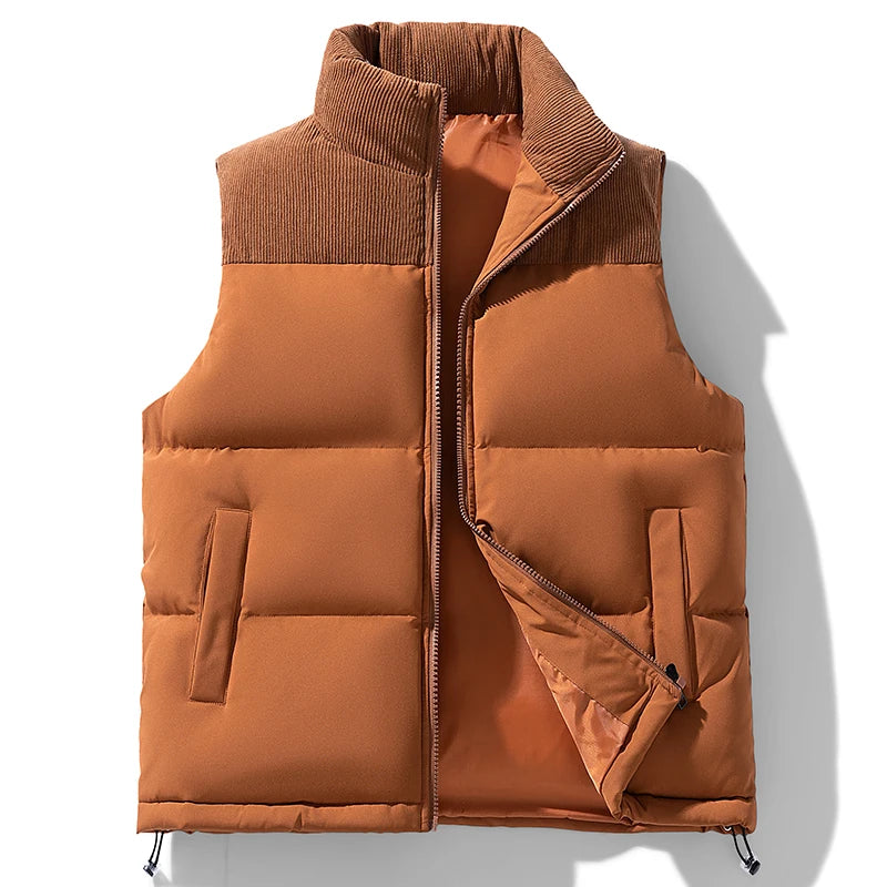 2025 Men's Vests Loose Casual Sleeveless Jacket Zipper Vests Clothes Men Vest Jackets Thick Vests Male Cotton-Padded Coats