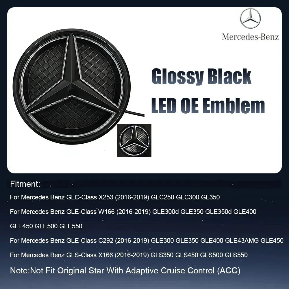 Front Grille LED Star Emblem Light Badge For Mercedes Benz GLC GLE GLS-Class 2016-2019