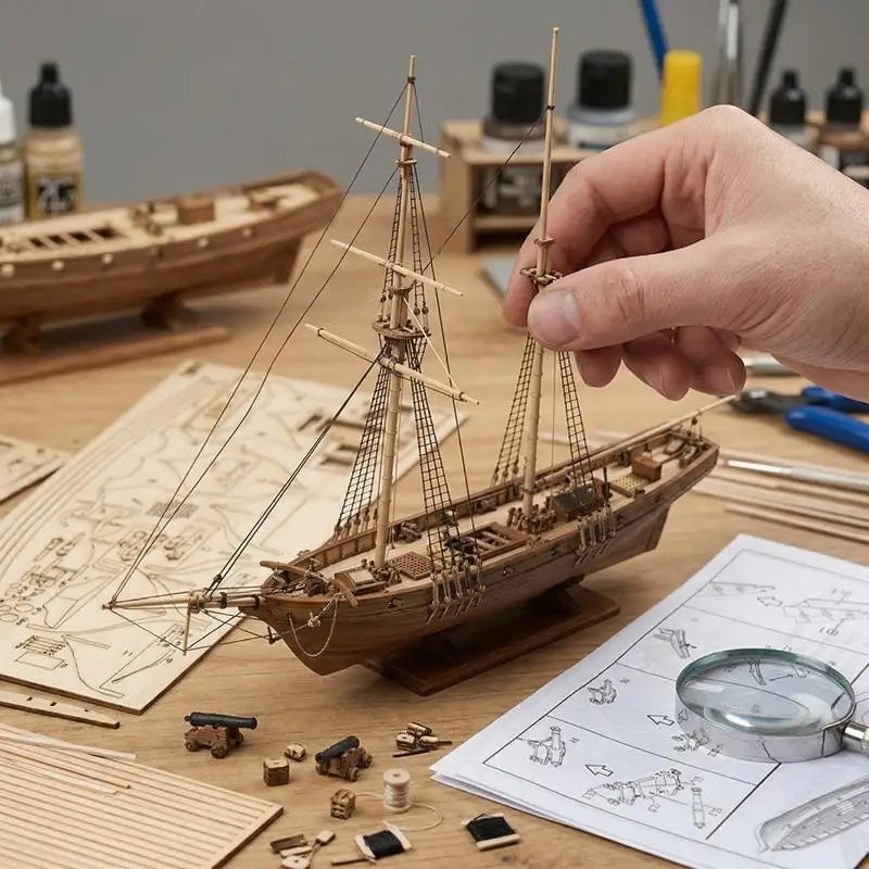 Wooden Sailboat Toys Sailing Model Assembled 1:100 Wooden Kit DIY Assembling Building Kits Ship Model