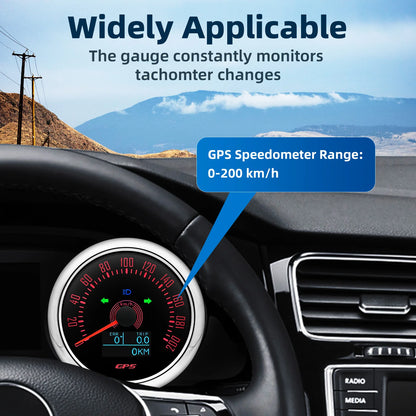 85MM GPS Speedometer 0-160MPH 0-200KMH With GPS Antenna 7 Colors Backlight Digital LED Odometer Gauge for 12V24V Car Boat Marine