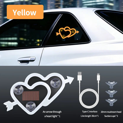Car Neon Lights Ambient Lighting Interior Decoration Lights Wiring Free Solar Heart Lights Triangular Window Lights Modification
