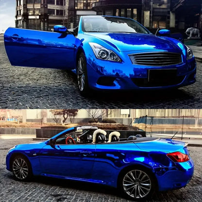 Premium Stretchable Blue Chrome Mirror Vinyl Wrap Film Vinyl Roll Self Adhesive Decal Vehicle Car Wrapping